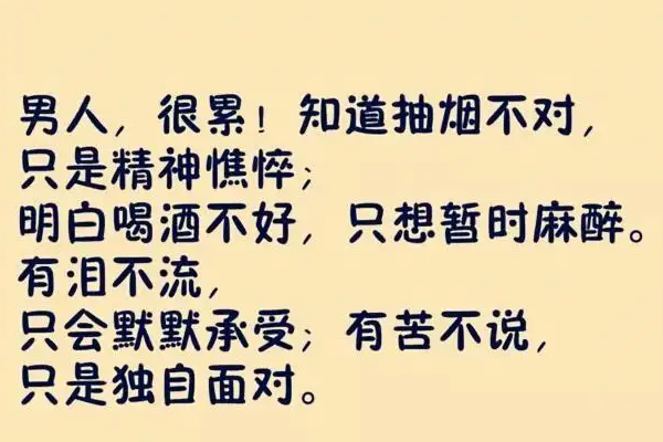 关于男人有点累的句子,男人的苦和累经典语句 做男人难的经典语句图1