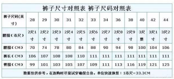 3是多大尺码裤子,裤子35码是多大尺寸图1