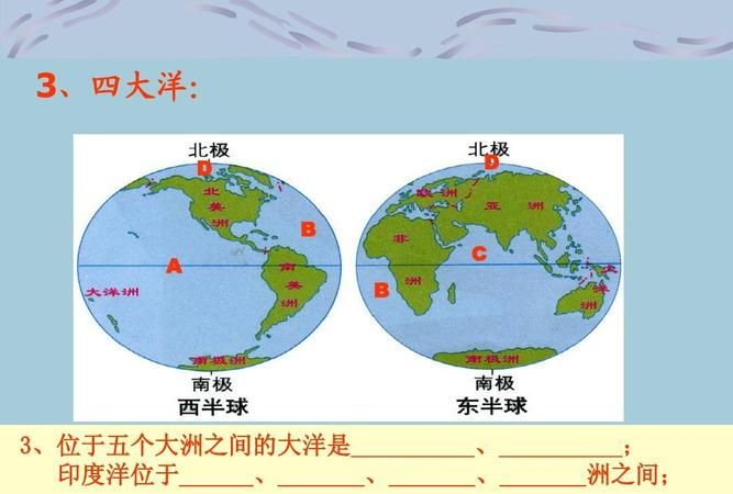 印度洋横跨东西半球,跨越东西南北四个半球的大洋是图2