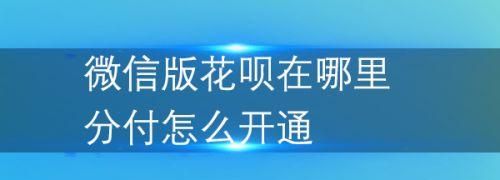 微信版花呗在哪里打开,微信花呗在哪里打开开启全步骤