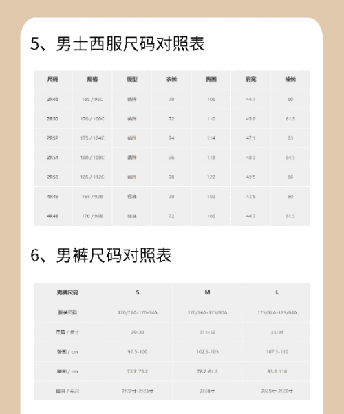 衣服的尺码大小怎么分,衣服尺码对照表大全图6