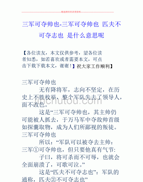 匹夫不可夺志也的匹夫是什么意思,三军可夺帅也匹夫不可夺志也的意思图4