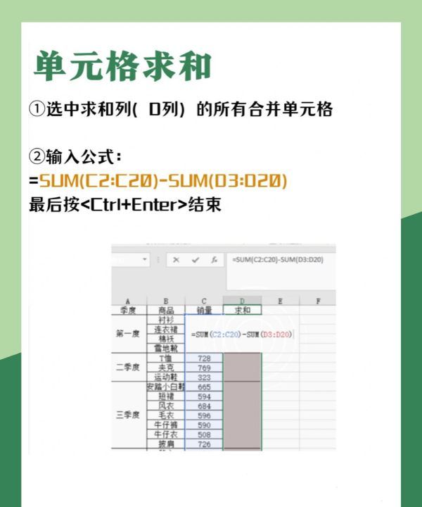 合并单元格以后怎么和,利用sum函数合并单元格和图6